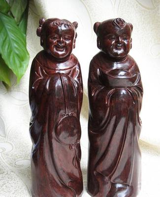 木檀世家紫檀金童玉女擺件 匠心與吉祥的完美融合